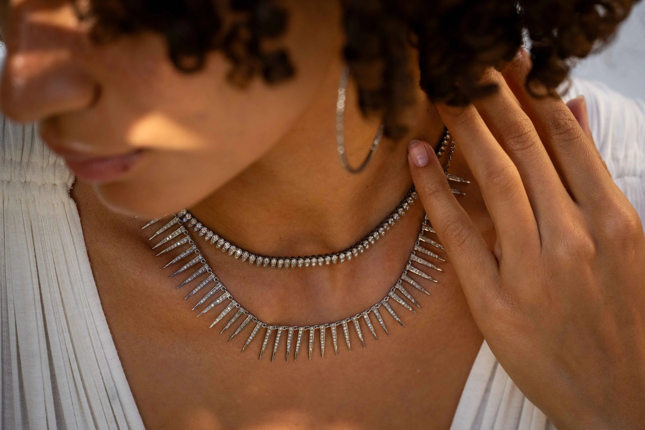 Pear Drop Diamond Tennis Necklace