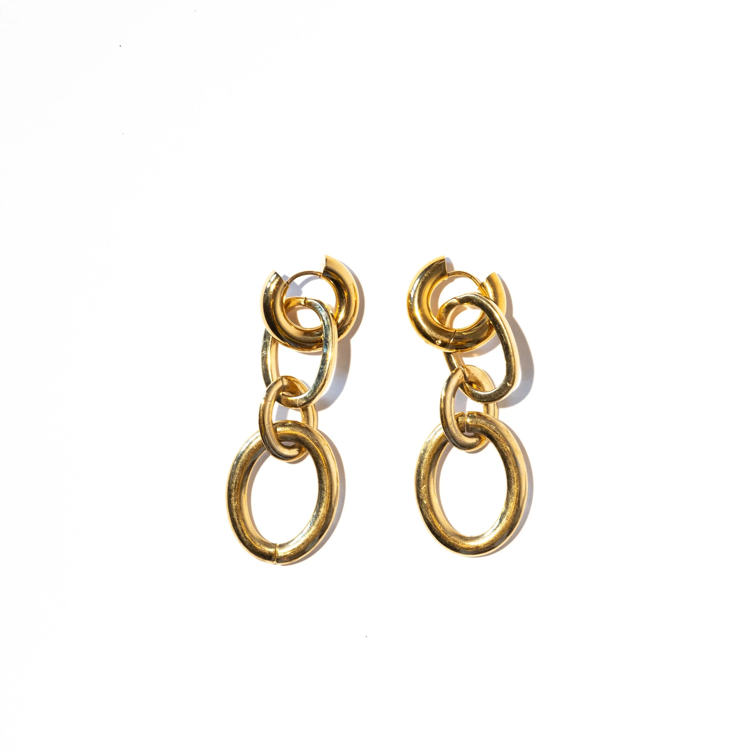 Oval Hoop Drop Earrings